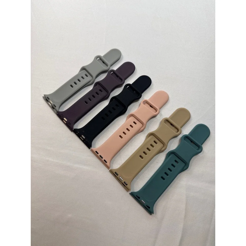 AMSKY 6 Pack Sport Bands for Apple Watch 38-49mm Soft Silicone Waterproof Straps